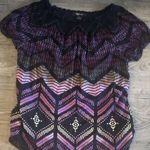 Stylish Black & Purple Patterned Women’s Top